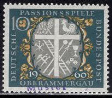 GERMANY(1960) Symbols Of Christ's Suffering. MUSTER (specimen) Overprint. Obergammerau Play. Scott No 809. - Otros & Sin Clasificación