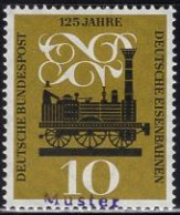 GERMANY(1960) Steam Locomotive. MUSTER (specimen) Overprint. Scott No 822. - Other & Unclassified