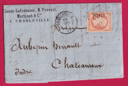 N°23 GC 898 CHARLEVILLE ARDENNES BANQUE LAFONTAINE POUR CHATEAUROUX INDRE LETTRE - 1849-1876: Klassieke Periode