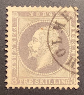 #3 XF Used In Selected Quality:  Norway 1856 Oscar I 3 Skilling Lilac Grey With Holmestrand Cds (Norwegen - Usati