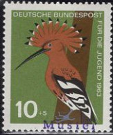 GERMANY(1963) Hoopoe. MUSTER (specimen) Overprint. Scott No B388. - Otros & Sin Clasificación