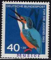 GERMANY(1963) Kingfisher. MUSTER (specimen) Overprint. Scott No B391. - Otros & Sin Clasificación