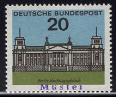 GERMANY(1964) Berlin - Reichstag. MUSTER (specimen) Overprint. Scott No 874. - Otros & Sin Clasificación