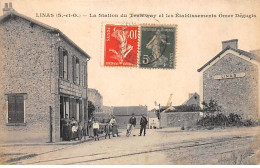 LINAS - La Station Du Tramway Et Les Etablissements Omer Dégugis - état - Other & Unclassified