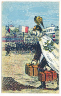 MILITAIRE: Ww1 - Dessin, Drapeau Français, Militaire Allemand Portant Des Valises - Très Bon état - Weltkrieg 1914-18