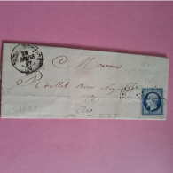 N°14A 20 C. Bleu Touché à 1 Coin PC 3196 Saint Martin En Ré Cote 2024 10€ Sur Lettre Pour Ars En Ré 28-03-1857 - 1853-1860 Napoleon III