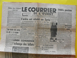 Journal Le Courrier De L'Ouest N° 126 Du 2-3 Juin 1945. Syrie Ley Tito Pineau Pétain épuration Vercors Julitte - Guerre 1939-45