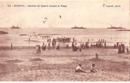 BIARRITZ - Navire De Guerre Devant La Plage - Très Bon état - Biarritz