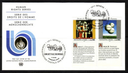 UNO GENF MI-NR. 233-234 FDC MENSCHENRECHTE 1993 PABLO PICASSO RENÉ MAGRITTE TEXT FRANZÖSISCH - Picasso