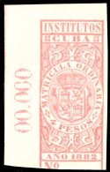 ESPAGNE / ESPANA - COLONIAS (Cuba) 1882 Matricula Ordinaria "INSITUTOS" Fulcher 1030 4 P Rosa MUESTRA (00.000) - Nuevo - Cuba (1874-1898)