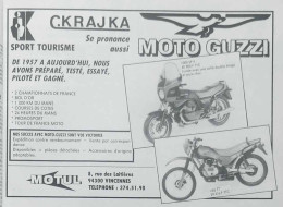 Publicité Papier MOTO GUZZI KRAJKA Septembre 1985 MRFL - Advertising