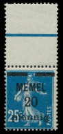 MEMEL 1920 Nr 20b Postfrisch ORA X887D72 - Memelland 1923