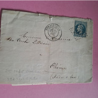 N°29A 20 C. Bleu Sur Lettre Cote 2024 20€ De Strasbourg Pour Chinon 22-07-1870 (état) - 1863-1870 Napoléon III Con Laureles