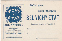 03. VICHY. CPA.  LA PASTILLERIE. COMPAGNIE FERMIERE. BON POUR DEUX PAQUETS SEL VICHY ETAT - Vichy