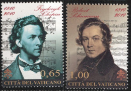 Vatican 2011 Chopin & Schumann Memorial 2 Values Composers, Piano Musician, Music Lines - Unused Stamps