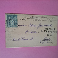 N°106 5 C. Vert-jaune (II) Sur Lettre Pour Gap Avec Retour à L'envoyeur Destinataire Décédé Janvier 1899 - 1898-1900 Sage (Type III)