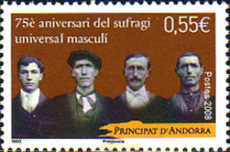 219020 MNH ANDORRA. Admón Francesa 2008 75 ANIVERSARIO DEL SUFRAGIO UNIVERSAL MASCULINO - Autres & Non Classés