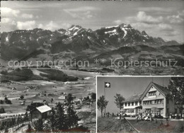 11638126 Gaebris Berggasthaus Schweizer Flagge Panorama Gegen Saentiskette Appen - Other & Unclassified