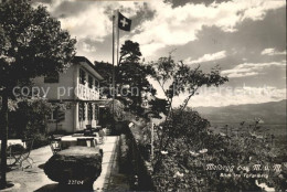 11638021 Meldegg Walzenhausen AR Berggasthaus Terrasse Flagge Blick Ins Vorarlbe - Andere & Zonder Classificatie