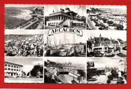 (RECTO / VERSO) ARCACHON EN 1963 - MULTIVUES - FORMAT CPA - Arcachon