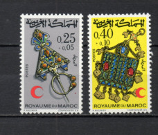 MAROC N°  616 + 617     NEUFS SANS CHARNIERE  COTE 4.05€    CROISSANT ROUGE - Marokko (1956-...)