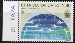 Vatican 2020 Mediterraneo. Frontier Of Peace, 1 Value MNH Map, Hands - Nuevos