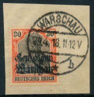 BES. 1WK D-POST IN POLEN Nr 14a Zentrisch Gestempelt Briefstück X462D7A - Occupation 1914-18