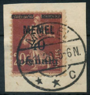 MEMEL 1920 Nr 22a Zentrisch Gestempelt Briefstück Gepr. X473082 - Memel (Klaipeda) 1923