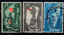 ISRAELE - 1955 - Musician With Tambourine And Cymbals, WITH Ram’s Horn, WITH Loud - USATI - Used Stamps (without Tabs)