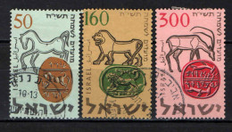 ISRAELE - 1957 - Ancient Seals: Horse, Lion, Gazelle - USATI - Usados (sin Tab)