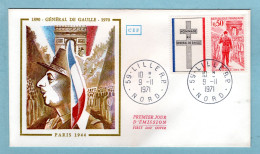 FDC France 1971 - Hommage Au Général De Gaulle à Paris 1944 - YT 1697 - 59 Lille - 1970-1979