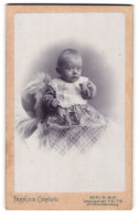 Fotografie Francois Cornand, Berlin-W, Portrait Niedliches Baby Im Karierten Kleid Auf Fell Sitzend  - Anonieme Personen