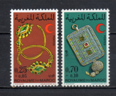 MAROC N°  637 + 638    NEUFS SANS CHARNIERE  COTE 3.50€     CROISSANT ROUGE - Morocco (1956-...)