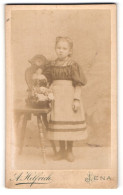 Fotografie A. Helfrich, Jena, Portrait Kleines Mädchen In Hübscher Kleidung Mit Blumenkorb  - Anonymous Persons