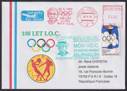 Czech 1994, 100 Years Of The International Olympic Committee, Special Envelope And Postmark - Autres & Non Classés