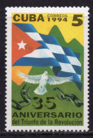 CUBA 1994 - The 35th Anniversary Of The Revolution - Flag - Pigeon - MNH - Ungebraucht