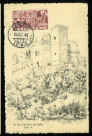 Carte Maximum Sur Entier Postale Chateau De Leiria Portugal 1949 Rare Maximum Card Under Postal Stationery Leiria Castle - Castillos