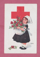 Croce Rossa, Red Cross- Young Nurse With Red Roses ; Small Size, Back Divided. Franchigia Militare, Feldpost, - Cruz Roja