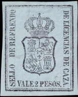 ESPAGNE / ESPANA - COLONIAS (Cuba) Ca.1871 Refrendo "LICENCIAS DE CAZA" Fulcher 416 2P Azul Pizarra - Sin Gomar - Kuba (1874-1898)