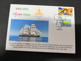 9-5-2024 (4 Z 32) Paris Olympic Games 2024 - The Olympic Flame Travel On Sail Ship BELEM Via The Mouths Of Bonifacio - Verano 2024 : París