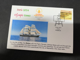 9-5-2024 (4 Z 32) Paris Olympic Games 2024 - The Olympic Flame Travel On Sail Ship BELEM Via The Mouths Of Bonifacio - Summer 2024: Paris