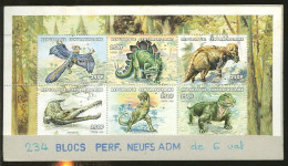 Republique Centrafricaine Feuillet Perforation Perfin SPECIMEN Dinosaures Dinosaure 1998 Central Africa Dinosaurs - Preistorici