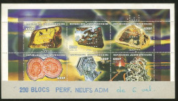 Republique Centrafricaine Feuillet Perforation Perfin SPECIMEN Minéraux 1998 Central Africa Minerals - Minerals