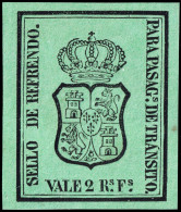 ESPAGNE / ESPANA - COLONIAS (Cuba) Ca.1871 Refrendo "PASAGs De TRANSITO" Fulcher 419 2RsFs Verde Amarillente - Sin Gomar - Cuba (1874-1898)