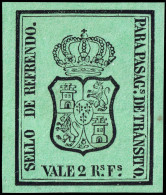 ESPAGNE / ESPANA - COLONIAS (Cuba) Ca.1871 Refrendo "PASAGs De TRANSITO" Fulcher 420 2RsFs Verde Amarillente - Sin Gomar - Kuba (1874-1898)