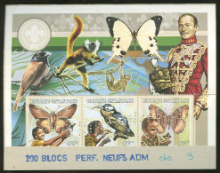 Republique Centrafricaine Bloc Perforation Perfin SPECIMEN Papillon Papillons 1998 Central Africa Butterfly Butterflies - Butterflies