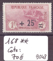 FRANCE - No Yvert 168 ** ( SANS CHARNIERE, GOMME PARFAITE )    - COTE: 70.- - Neufs