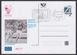 Czech 1999, Olympic Medals - Athletics; Emil Zatopek, Special Card & Postmark - Andere & Zonder Classificatie