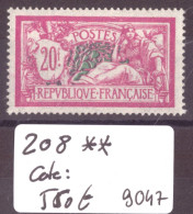 FRANCE - No Yvert 208 ** ( SANS CHARNIERE, GOMME PARFAITE )    - COTE: 550.- - Unused Stamps