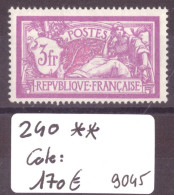 FRANCE - No Yvert 240 ** ( SANS CHARNIERE, GOMME PARFAITE )    - COTE: 170.- - Unused Stamps